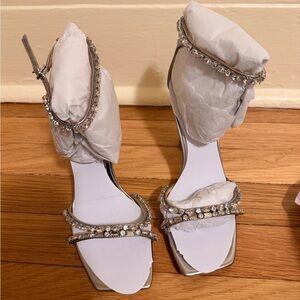 Badgley Mischka Silver Embellished Heels